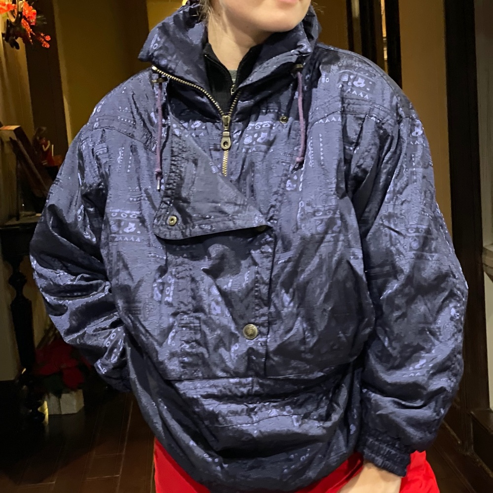 Retro Dark Purple Pullover Ski Jacket